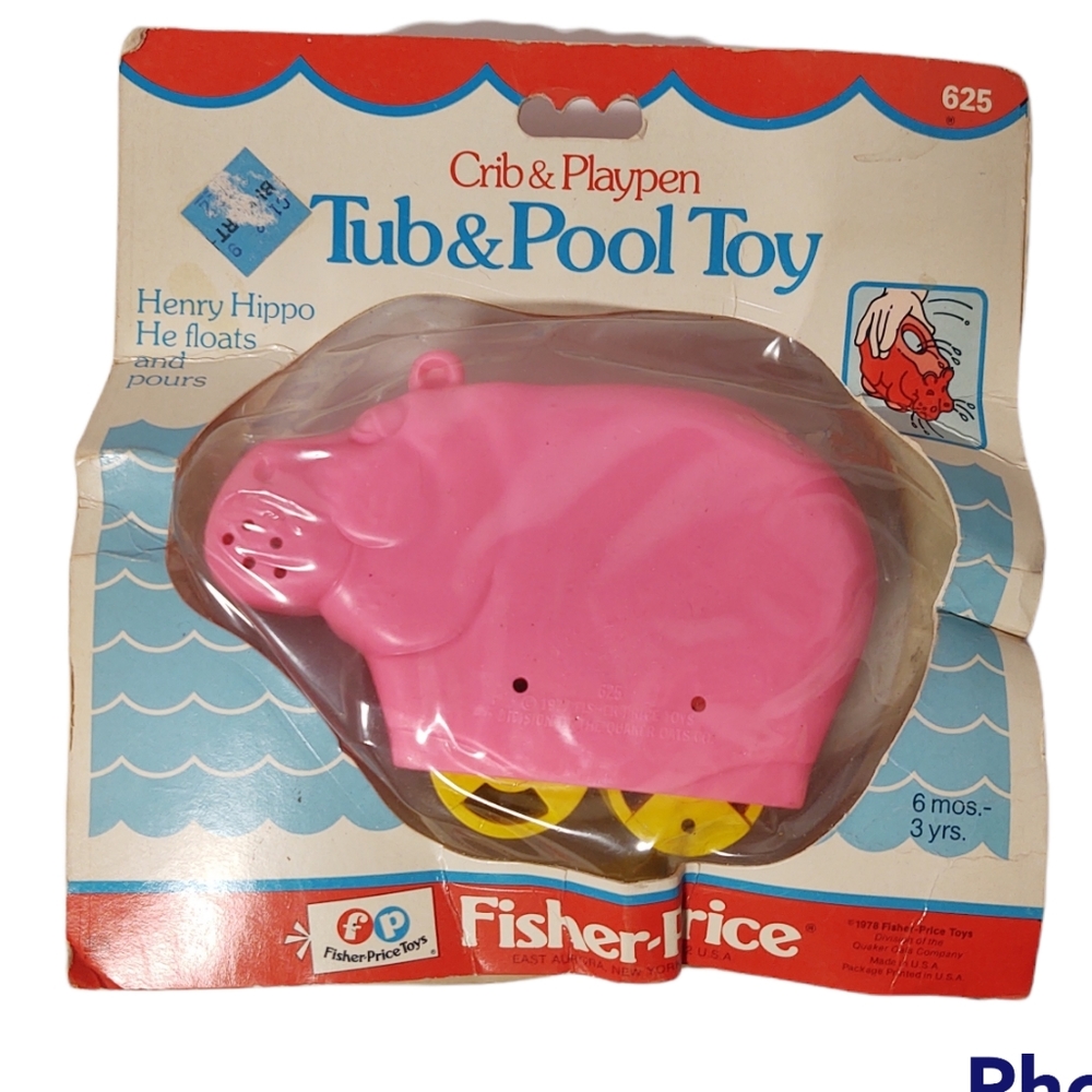 Very Rare Vintage 1978 Fisher Price Henry Hippo Tub & Pool Toy NEW SEALED 1 - Picture 2 of 6